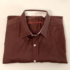 ROBERT GRAHAM Knowledge Wisdom Truth, Sz. L Striped Button Down Shirt/Preowned